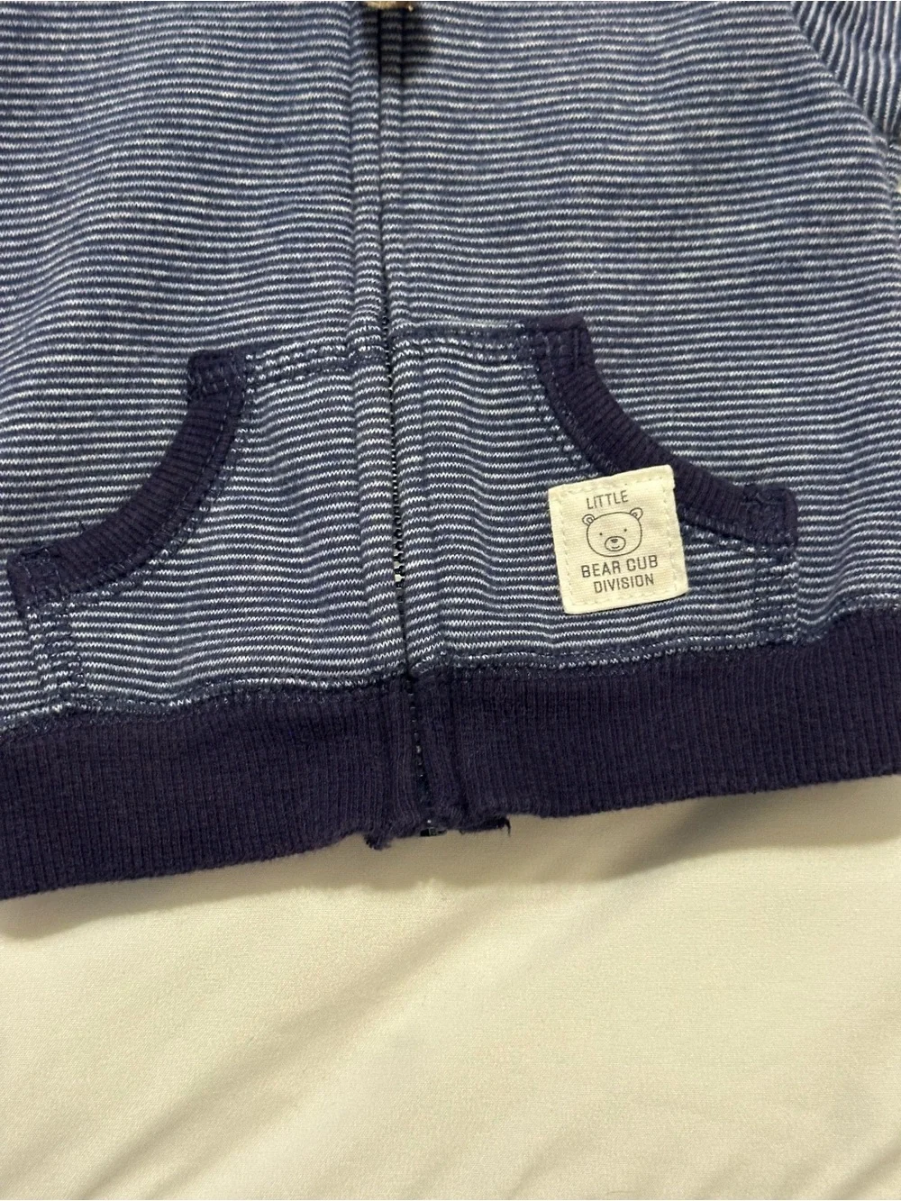 Carters Navy Striped Hooded Zip-Up Sweatshirt with Ear Detail for Newborns. NWOT